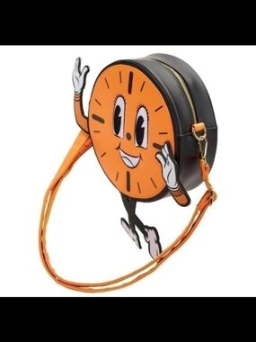 Loungefly Orange & Black Clock Face Crossbody Bag